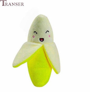 Transer Pet Supply 1pc Plush Banana Shape Dog Squeak Sound Toys Fruit Interactive Cat Dog Toy 80406